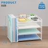 imageMarbrasse Desk Organizer and Accessories4Tier Paper Letter Tray Organizer with File HolderDesk Accessories ampamp Workspace Desktop Organizers for School Home Office Desk Supplies BlackWhite