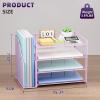 imageMarbrasse Desk Organizer and Accessories4Tier Paper Letter Tray Organizer with File HolderDesk Accessories ampamp Workspace Desktop Organizers for School Home Office Desk Supplies BlackPurple