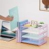 imageMarbrasse Desk Organizer and Accessories4Tier Paper Letter Tray Organizer with File HolderDesk Accessories ampamp Workspace Desktop Organizers for School Home Office Desk Supplies BlackPurple