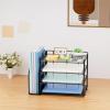 imageMarbrasse Desk Organizer and Accessories4Tier Paper Letter Tray Organizer with File HolderDesk Accessories ampamp Workspace Desktop Organizers for School Home Office Desk Supplies BlackBlack