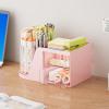 imageMarbrasse Desk Organizer with 2 Drawer 360Rotating Pen Holder for Desk Desk Organizers and Accessories with 6 Slots Pencil Organizer  2 Drawer Art Supply Storage Box Caddy for Office WhitePink