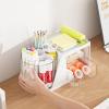 imageMarbrasse Desk Organizer with 2 Drawer 360Rotating Pen Holder for Desk Desk Organizers and Accessories with 6 Slots Pencil Organizer  2 Drawer Art Supply Storage Box Caddy for Office WhiteWhite