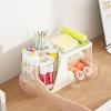 imageMarbrasse Desk Organizer with 2 Drawer 360Rotating Pen Holder for Desk Desk Organizers and Accessories with 6 Slots Pencil Organizer  2 Drawer Art Supply Storage Box Caddy for Office WhiteBeige