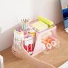 imageMarbrasse Desk Organizer with 2 Drawer 360Rotating Pen Holder for Desk Desk Organizers and Accessories with 6 Slots Pencil Organizer  2 Drawer Art Supply Storage Box Caddy for Office WhitePink