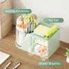imageMarbrasse Desk Organizer with 2 Drawer 360Rotating Pen Holder for Desk Desk Organizers and Accessories with 6 Slots Pencil Organizer  2 Drawer Art Supply Storage Box Caddy for Office WhiteGreen