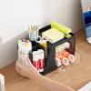 imageMarbrasse Desk Organizer with 2 Drawer 360Rotating Pen Holder for Desk Desk Organizers and Accessories with 6 Slots Pencil Organizer  2 Drawer Art Supply Storage Box Caddy for Office WhiteBlack