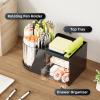 imageMarbrasse Desk Organizer with 2 Drawer 360Rotating Pen Holder for Desk Desk Organizers and Accessories with 6 Slots Pencil Organizer  2 Drawer Art Supply Storage Box Caddy for Office WhiteBlack
