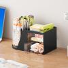 imageMarbrasse Desk Organizer with 2 Drawer 360Rotating Pen Holder for Desk Desk Organizers and Accessories with 6 Slots Pencil Organizer  2 Drawer Art Supply Storage Box Caddy for Office WhiteBlack