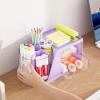 imageMarbrasse Desk Organizer with 2 Drawer 360Rotating Pen Holder for Desk Desk Organizers and Accessories with 6 Slots Pencil Organizer  2 Drawer Art Supply Storage Box Caddy for Office WhitePurple
