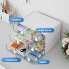 imageMarbrasse Desk Organizer with 6 Drawers 3 Tier Stackable Storage Drawers Plastic Makeup Storage Office Organizers and Storage Desk Storage Box for Office School HomeWhite  2 Drawers