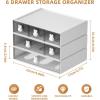 imageMarbrasse Desk Organizer with 6 Drawers 3 Tier Stackable Storage Drawers Plastic Makeup Storage Office Organizers and Storage Desk Storage Box for Office School Home3 Tier Stackable Storage Drawers