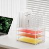 imageMarbrasse Desk Organizer with Drawer 4Tier Mesh Desk File Organizer with 5 Vertical File Holders and 2 Pen Holders Multifunction Desktop Organizer4Tier White