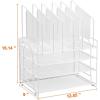 imageMarbrasse Desk Organizer with Drawer 4Tier Mesh Desk File Organizer with 5 Vertical File Holders and 2 Pen Holders Multifunction Desktop Organizer4Tier White