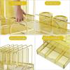 imageMarbrasse Desk Organizer with Drawer 4Tier Mesh Desk File Organizer with 5 Vertical File Holders and 2 Pen Holders Multifunction Desktop OrganizerGold
