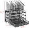 imageMarbrasse Desk Organizer with Drawer 4Tier Mesh Desk File Organizer with 5 Vertical File Holders and 2 Pen Holders Multifunction Desktop OrganizerMesh Vertical File Folder  01