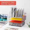 imageMarbrasse Desk Organizer with Drawer 4Tier Mesh Desk File Organizer with 5 Vertical File Holders and 2 Pen Holders Multifunction Desktop OrganizerSilver Vertical File Folder