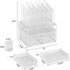 imageMarbrasse Desk Organizer with Drawer 4Tier Mesh Desk File Organizer with 5 Vertical File Holders and 2 Pen Holders Multifunction Desktop OrganizerWhite Mesh Vertical File Folder  02
