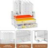 imageMarbrasse Desk Organizer with Drawer 4Tier Mesh Desk File Organizer with 5 Vertical File Holders and 2 Pen Holders Multifunction Desktop OrganizerWhite Mesh Vertical File Folder  02