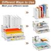 imageMarbrasse Desk Organizer with Drawer 4Tier Mesh Desk File Organizer with 5 Vertical File Holders and 2 Pen Holders Multifunction Desktop OrganizerWhite Mesh Vertical File Folder  02