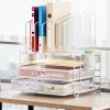 imageMarbrasse Desk Organizer with Drawer 4Tier Mesh Desk File Organizer with 5 Vertical File Holders and 2 Pen Holders Multifunction Desktop OrganizerWhite Mesh Vertical File Folder  02
