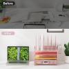 imageMarbrasse Desk Organizer with Drawer 4Tier Mesh Desk File Organizer with 5 Vertical File Holders and 2 Pen Holders Multifunction Desktop Organizerpink Vertical File Folder