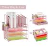 imageMarbrasse Desk Organizer with Drawer 4Tier Mesh Desk File Organizer with 5 Vertical File Holders and 2 Pen Holders Multifunction Desktop Organizerpink Vertical File Folder
