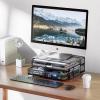 imageMarbrasse Monitor Stand with Drawer Monitor Stand Metal Mesh Desk Organizer with Three Pull Out Storage Drawers Monitor Stand with Storage Desktop Computer Stand for PC Laptop Printer iMac