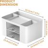imageMarbrasse Pen Organizer with 2 Drawer MultiFunctional Pencil Holder for Desk Desk Organizers and Accessories with 5 Compartments  Drawer for Office Art Supplies WhiteWhite
