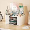 imageMarbrasse Pen Organizer with 2 Drawer MultiFunctional Pencil Holder for Desk Desk Organizers and Accessories with 5 Compartments  Drawer for Office Art Supplies WhiteWhite