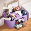 imageMarbrasse Pen Organizer with 2 Drawer MultiFunctional Pencil Holder for Desk Desk Organizers and Accessories with 5 Compartments  Drawer for Office Art Supplies WhitePurple