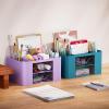 imageMarbrasse Pen Organizer with 2 Drawer MultiFunctional Pencil Holder for Desk Desk Organizers and Accessories with 5 Compartments  Drawer for Office Art Supplies WhitePurple