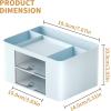 imageMarbrasse Pen Organizer with 2 Drawer MultiFunctional Pencil Holder for Desk Desk Organizers and Accessories with 5 Compartments  Drawer for Office Art Supplies WhiteBlue