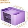 imageMarbrasse Pen Organizer with 2 Drawer MultiFunctional Pencil Holder for Desk Desk Organizers and Accessories with 5 Compartments  Drawer for Office Art Supplies WhitePurple