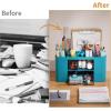 imageMarbrasse Pen Organizer with 2 Drawer MultiFunctional Pencil Holder for Desk Desk Organizers and Accessories with 5 Compartments  Drawer for Office Art Supplies WhiteDark Green