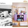 imageMarbrasse Pen Organizer with 2 Drawer MultiFunctional Pencil Holder for Desk Desk Organizers and Accessories with 5 Compartments  Drawer for Office Art Supplies WhitePurple