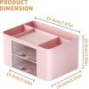 imageMarbrasse Pen Organizer with 2 Drawer MultiFunctional Pencil Holder for Desk Desk Organizers and Accessories with 5 Compartments  Drawer for Office Art Supplies WhitePink