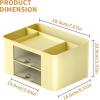 imageMarbrasse Pen Organizer with 2 Drawer MultiFunctional Pencil Holder for Desk Desk Organizers and Accessories with 5 Compartments  Drawer for Office Art Supplies WhiteYellow
