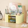 imageMarbrasse Pen Organizer with 2 Drawer MultiFunctional Pencil Holder for Desk Desk Organizers and Accessories with 5 Compartments  Drawer for Office Art Supplies WhiteYellow