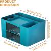 imageMarbrasse Pen Organizer with 2 Drawer MultiFunctional Pencil Holder for Desk Desk Organizers and Accessories with 5 Compartments  Drawer for Office Art Supplies WhiteDark Green