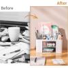 imageMarbrasse Pen Organizer with 2 Drawer MultiFunctional Pencil Holder for Desk Desk Organizers and Accessories with 5 Compartments  Drawer for Office Art Supplies WhiteWhite