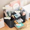 imageMarbrasse Pen Organizer with 2 Drawer MultiFunctional Pencil Holder for Desk Desk Organizers and Accessories with 5 Compartments  Drawer for Office Art Supplies WhiteBlack