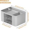 imageMarbrasse Pen Organizer with 2 Drawer MultiFunctional Pencil Holder for Desk Desk Organizers and Accessories with 5 Compartments  Drawer for Office Art Supplies WhiteGrey