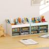 imageMarbrasse Pen Organizer with 4 Drawer MultiFunctional Pencil Holder for Desk Desk Organizers and Accessories with 4 Compartments  Drawer for Office Art Supplies WhitePen Holder 4 DrawerWhite