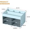 imageMarbrasse Pen Organizer with 4 Drawer MultiFunctional Pencil Holder for Desk Desk Organizers and Accessories with 4 Compartments  Drawer for Office Art Supplies WhitePen Holder 4 DrawerBlue