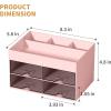imageMarbrasse Pen Organizer with 4 Drawer MultiFunctional Pencil Holder for Desk Desk Organizers and Accessories with 4 Compartments  Drawer for Office Art Supplies WhitePen Holder 4 DrawerPink