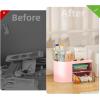 imageMarbrasse Pen Organizer with 4 Drawer MultiFunctional Pencil Holder for Desk Desk Organizers and Accessories with 4 Compartments  Drawer for Office Art Supplies WhitePen Holder 2 Drawer Pink03