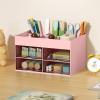 imageMarbrasse Pen Organizer with 4 Drawer MultiFunctional Pencil Holder for Desk Desk Organizers and Accessories with 4 Compartments  Drawer for Office Art Supplies WhitePen Holder 4 DrawerPink