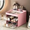 imageMarbrasse Pen Organizer with 4 Drawer MultiFunctional Pencil Holder for Desk Desk Organizers and Accessories with 4 Compartments  Drawer for Office Art Supplies WhitePink