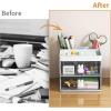 imageMarbrasse Pen Organizer with 4 Drawer MultiFunctional Pencil Holder for Desk Desk Organizers and Accessories with 4 Compartments  Drawer for Office Art Supplies WhiteWhite