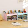 imageMarbrasse Pen Organizer with 4 Drawer MultiFunctional Pencil Holder for Desk Desk Organizers and Accessories with 4 Compartments  Drawer for Office Art Supplies WhitePen Holder 4 DrawerPink